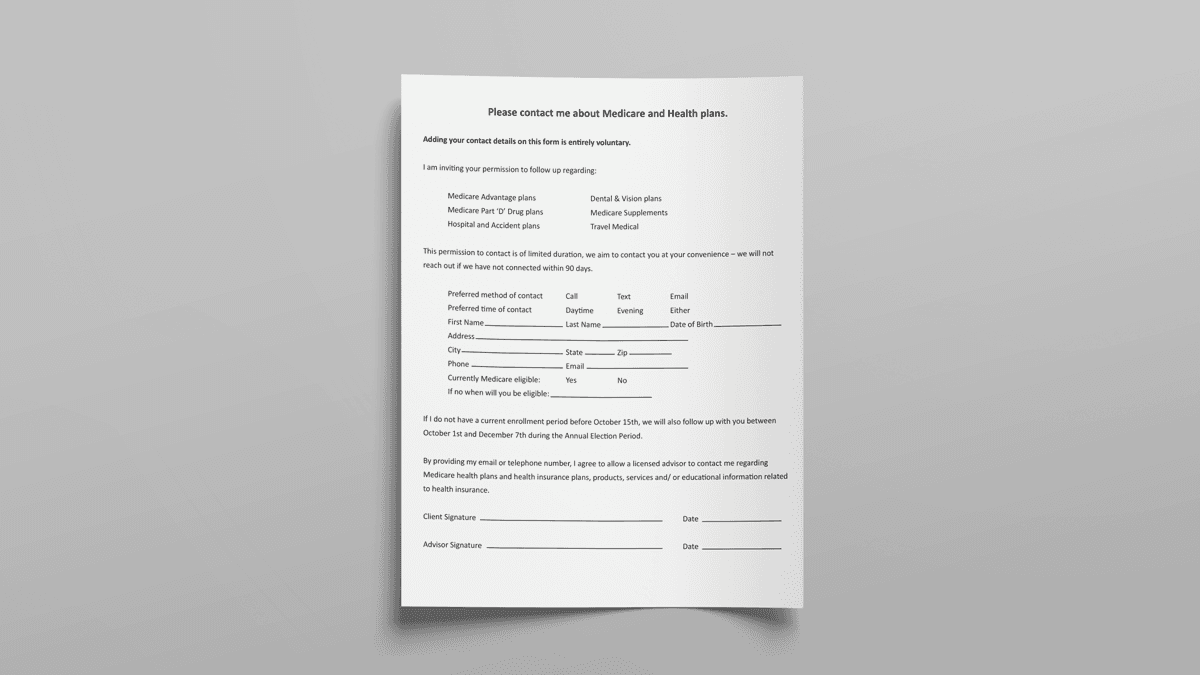 An image of a document: Senior Life and Health Needs Analysis Form