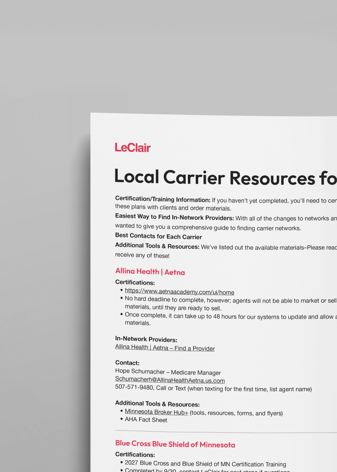 Image of a document: AEP Carrier Resources Updates
